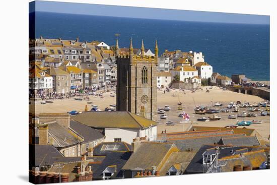 View over St. Ives, Cornwall, England, United Kingdom, Europe-Miles Ertman-Stretched Canvas