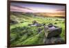 View over Stanage Edge Millstones at Sunrise, Peak District National Park, Derbyshire-Andrew Sproule-Framed Photographic Print