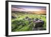 View over Stanage Edge Millstones at Sunrise, Peak District National Park, Derbyshire-Andrew Sproule-Framed Photographic Print