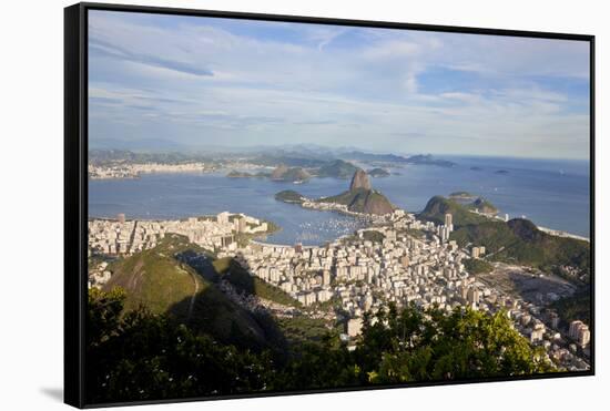 View over Sugarloaf Mountain in Guanabara Bay, Rio de Janeiro-Peter Adams-Framed Stretched Canvas