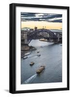 View over Sydney harbour after sunset, Sydney, New South Wales, Australia, Pacific-Michael Runkel-Framed Photographic Print