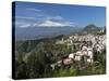 View over Taormina and Mount Etna, Taormina, Sicily, Italy, Europe-Stuart Black-Stretched Canvas