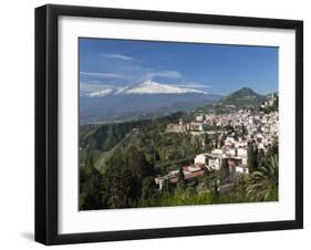 View over Taormina and Mount Etna, Taormina, Sicily, Italy, Europe-Stuart Black-Framed Photographic Print