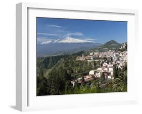 View over Taormina and Mount Etna, Taormina, Sicily, Italy, Europe-Stuart Black-Framed Photographic Print