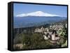 View over Taormina and Mount Etna, Taormina, Sicily, Italy, Europe-Stuart Black-Framed Stretched Canvas