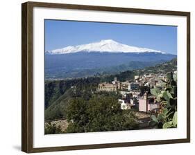 View over Taormina and Mount Etna, Taormina, Sicily, Italy, Europe-Stuart Black-Framed Photographic Print