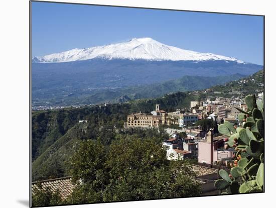 View over Taormina and Mount Etna, Taormina, Sicily, Italy, Europe-Stuart Black-Mounted Photographic Print