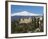 View over Taormina and Mount Etna with Hotel San Domenico Palace, Taormina, Sicily, Italy, Europe-Stuart Black-Framed Photographic Print