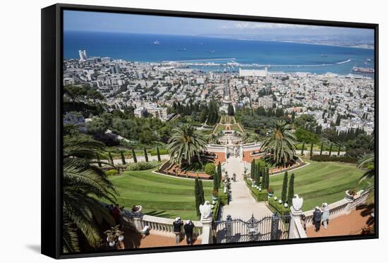 View over the Bahai Gardens, Haifa, Israel, Middle East-Yadid Levy-Framed Stretched Canvas