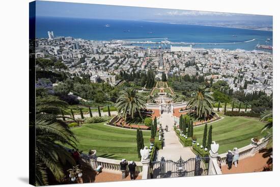 View over the Bahai Gardens, Haifa, Israel, Middle East-Yadid Levy-Stretched Canvas