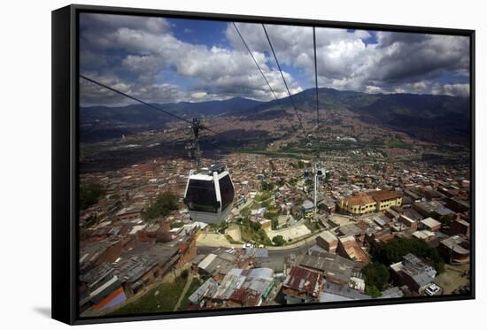 View over the Barrios Pobre of Medellin, Where Pablo Escobar Had Many Supporters, Colombia-Olivier Goujon-Framed Stretched Canvas