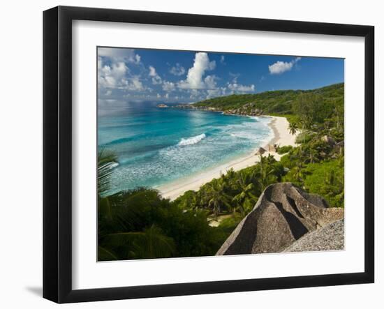 View Over the Beach of Grand Anse, La Digue, Seychelles, Indian Ocean, Africa-null-Framed Photographic Print
