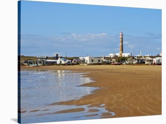 View over the beach towards the lighthouse, Cabo Polonio, Rocha Department, Uruguay, South America-Karol Kozlowski-Stretched Canvas