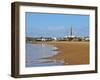 View over the beach towards the lighthouse, Cabo Polonio, Rocha Department, Uruguay, South America-Karol Kozlowski-Framed Photographic Print