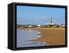 View over the beach towards the lighthouse, Cabo Polonio, Rocha Department, Uruguay, South America-Karol Kozlowski-Framed Stretched Canvas