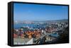 View over the Cargo Port of Valparaiso, Chile, South America-Michael Runkel-Framed Stretched Canvas