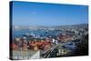 View over the Cargo Port of Valparaiso, Chile, South America-Michael Runkel-Stretched Canvas