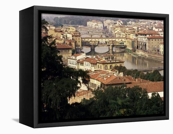 View Over the City Including the River Arno, Florence, Italy-Peter Scholey-Framed Stretched Canvas