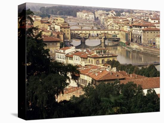 View Over the City Including the River Arno, Florence, Italy-Peter Scholey-Stretched Canvas