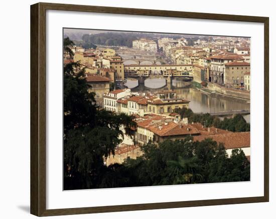 View Over the City Including the River Arno, Florence, Italy-Peter Scholey-Framed Photographic Print