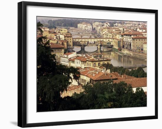 View Over the City Including the River Arno, Florence, Italy-Peter Scholey-Framed Photographic Print