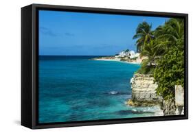 View over the cliffs of Mullet Bay, Sint Maarten, West Indies, Caribbean, Central America-Michael Runkel-Framed Stretched Canvas