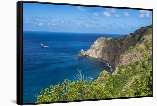 View over the coastline of Saba, Netherland Antilles, West Indies, Caribbean, Central America-Michael Runkel-Framed Stretched Canvas