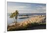 View over The Cobb and beach from Langmoor and Lister gardens, Lyme Regis, Dorset, England, United -Stuart Black-Framed Premium Photographic Print