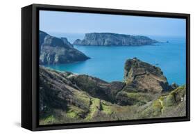 View over the East Coast of Sark and the Island Brecqhou, Channel Islands, United Kingdom-Michael Runkel-Framed Stretched Canvas