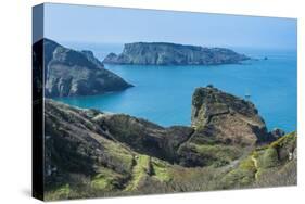 View over the East Coast of Sark and the Island Brecqhou, Channel Islands, United Kingdom-Michael Runkel-Stretched Canvas