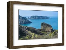 View over the East Coast of Sark and the Island Brecqhou, Channel Islands, United Kingdom-Michael Runkel-Framed Photographic Print