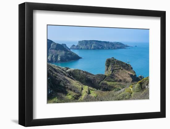 View over the East Coast of Sark and the Island Brecqhou, Channel Islands, United Kingdom-Michael Runkel-Framed Photographic Print