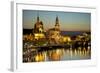 View over the Elbe on the Illuminated Dresden with City Palace-Uwe Steffens-Framed Photographic Print