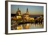 View over the Elbe on the Illuminated Dresden with City Palace-Uwe Steffens-Framed Photographic Print