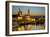 View over the Elbe on the Illuminated Dresden with City Palace-Uwe Steffens-Framed Photographic Print