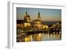 View over the Elbe on the Illuminated Dresden with City Palace-Uwe Steffens-Framed Photographic Print