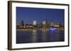 View over the Elbe to the Illuminateded Bavaria-Quartier at the Blue Hour-Uwe Steffens-Framed Photographic Print