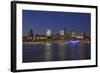 View over the Elbe to the Illuminateded Bavaria-Quartier at the Blue Hour-Uwe Steffens-Framed Photographic Print