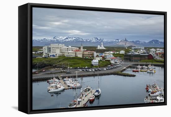 View over the Fishing Port and Houses at Stykkisholmur, Snaefellsnes Peninsula, Iceland-Yadid Levy-Framed Stretched Canvas