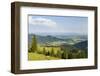 View over the foothills of the Chiemgau Alps and town Aschau in Upper Bavaria. Germany, Bavaria-Martin Zwick-Framed Photographic Print