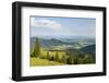 View over the foothills of the Chiemgau Alps and town Aschau in Upper Bavaria. Germany, Bavaria-Martin Zwick-Framed Photographic Print