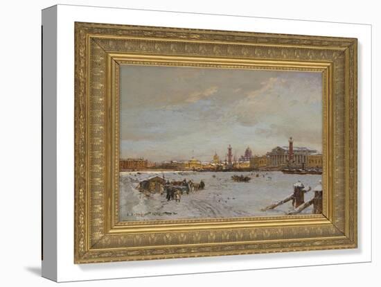 View over the frozen Neva, St Isaac's Cathedral and the Admiralty, St Petersburg, 1878-Aleksandr Karlovich Beggrov-Stretched Canvas