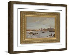 View over the frozen Neva, St Isaac's Cathedral and the Admiralty, St Petersburg, 1878-Aleksandr Karlovich Beggrov-Framed Giclee Print