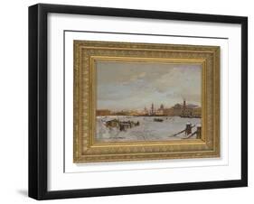 View over the frozen Neva, St Isaac's Cathedral and the Admiralty, St Petersburg, 1878-Aleksandr Karlovich Beggrov-Framed Giclee Print