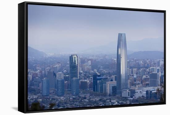 View over the Gran Torre Santiago from Cerro San Cristobal, Santiago, Chile, South America-Yadid Levy-Framed Stretched Canvas