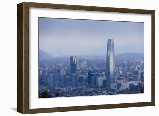 View over the Gran Torre Santiago from Cerro San Cristobal, Santiago, Chile, South America-Yadid Levy-Framed Photographic Print