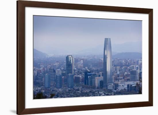 View over the Gran Torre Santiago from Cerro San Cristobal, Santiago, Chile, South America-Yadid Levy-Framed Photographic Print