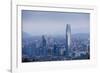 View over the Gran Torre Santiago from Cerro San Cristobal, Santiago, Chile, South America-Yadid Levy-Framed Photographic Print