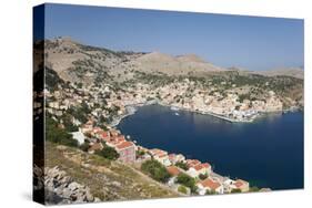 View over the Harbour from Hillside, Dodecanese Islands-Ruth Tomlinson-Stretched Canvas