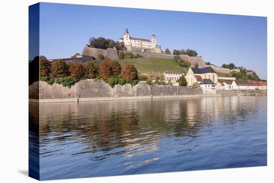 View over the Main River to Marienberg Fortress and St. Burkard Church in Autumn-Markus Lange-Stretched Canvas